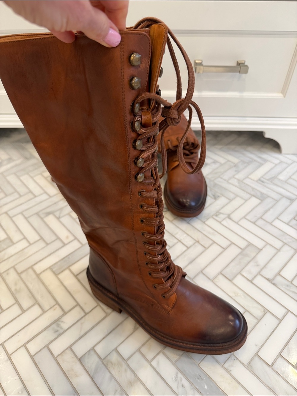 Vintage Foundry Co. Tall Lace-Up Leather Boots – Size 7.5 - Picture 4 of 8